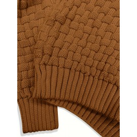 Men's Casual Waffle Knit Lapel Button Sweater