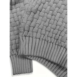 Men's Casual Waffle Knit Lapel Button Sweater