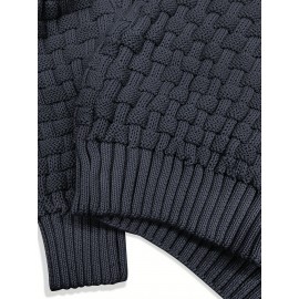 Men's Casual Waffle Knit Lapel Button Sweater
