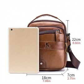 [Genuine Leather Crossbody Bag] Niu Genuine Leather Crossbody Bag with Adjustable Shoulder Strap, Double Compartment Design - Premium Top-Grain Leather, Multiple Zipper Pockets & Ergonomic Padded Back 51.39
