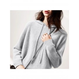Women'S Hooded Thick Sweater | Autumn/Winter Solid Color Hoodie with Crew Neck