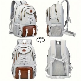 Women'S Large Capacity Backpack - Heavy-Duty Travel Backpack with Adjustable Padded Straps, Golden-Tone Hardware & Zipper Closure