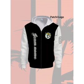 Men's Plus-Size Custom Full-Zip Sweatshirt - Personalized Logo & Text Printing, Size Hoodie for Branding/Gym/Outdoor Wear, Machine Washable Casual Sportswear (Regular Fit) - Orders Welcome Suitable for Gym,, Daily Wear, PLUS SIZE